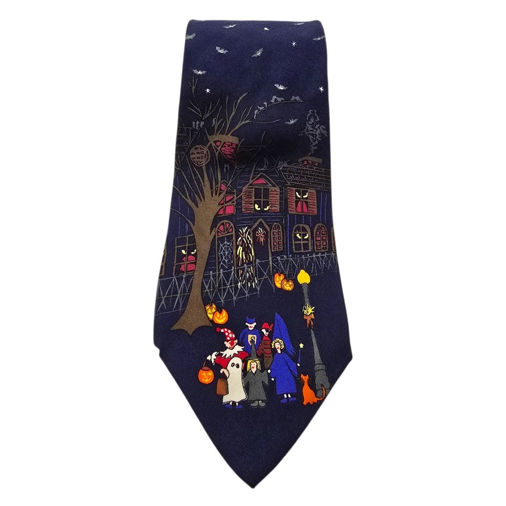 Alynn Neckwear Trick Or Treat Halloween Vintage 90s Silk Tie